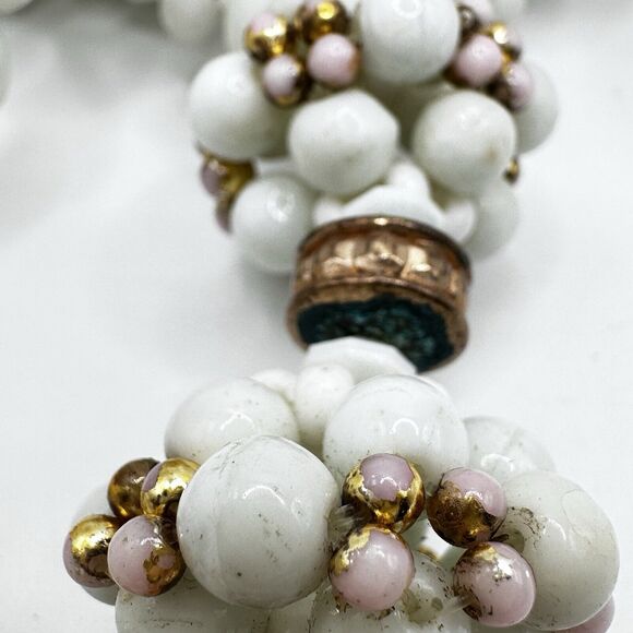Luisa Conti Milk Glass Necklace Vintage 1970’s Italian Designer 4 Strand FLAWED - Picture 8 of 16